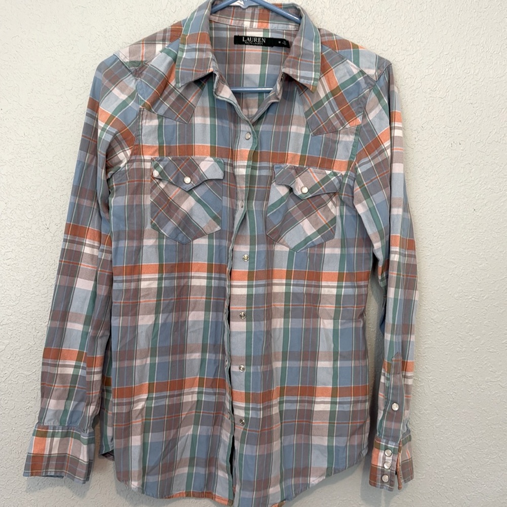 Lauren Ralph Lauren ladies pearl snap button up size M